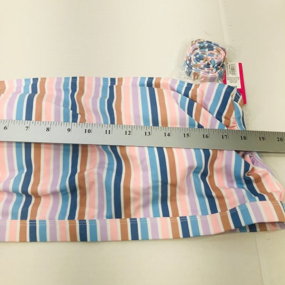 Xhilaration Women's Size 24W Metallic Thread Longline Bandeau Swim Top Striped - Picture 10 of 12